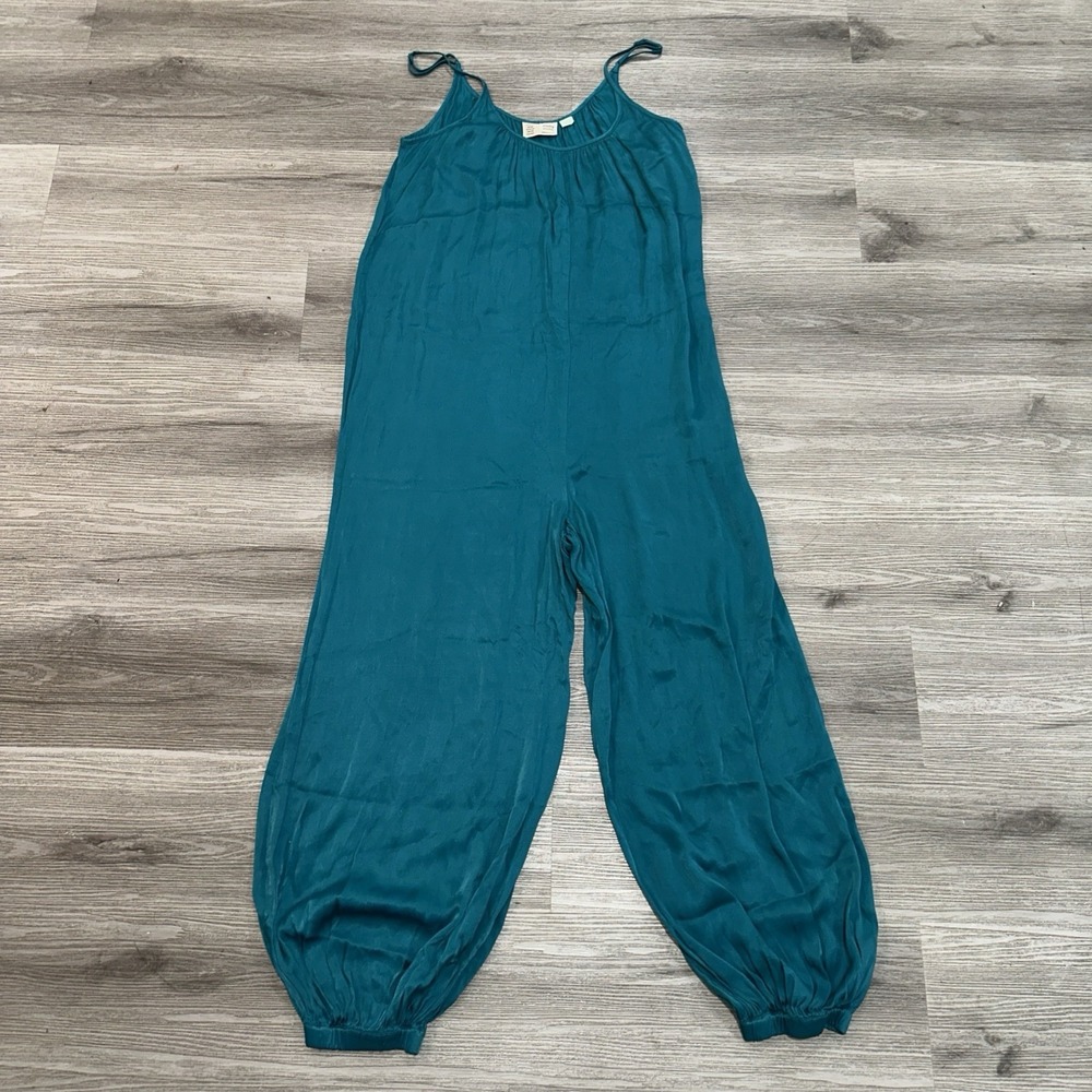 By Anthropologie Ballon Leg  Spaghetti Strap Green Jumpsuit Size Xl Saturday Sun